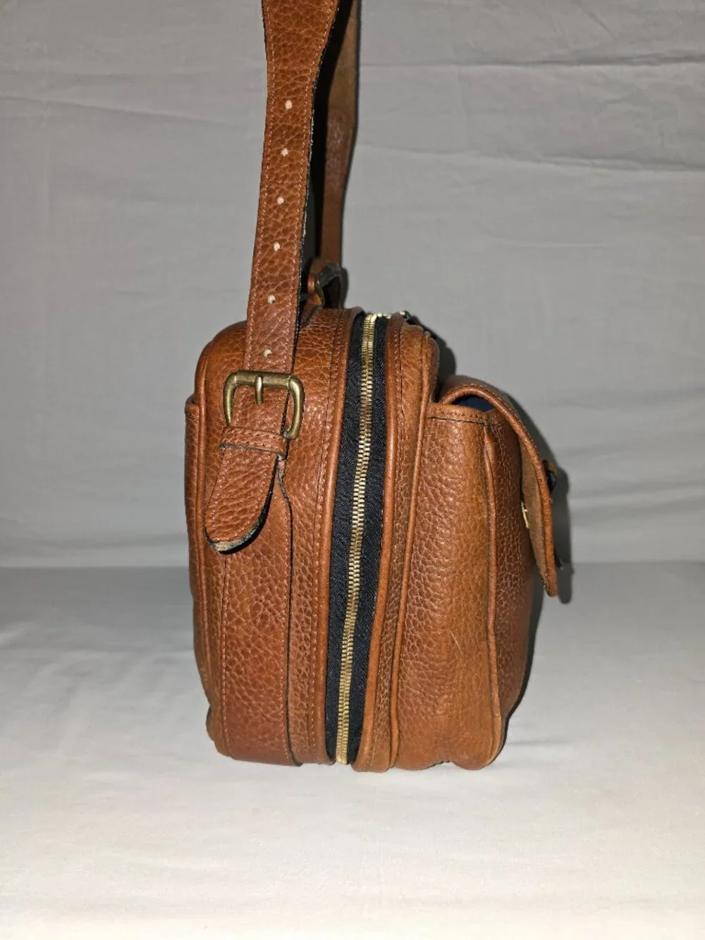 Vintage Territory Ahead Brown Full Grain Leather Overnight Weekender Travel Bag